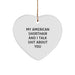 Funny American Shorthair Cat Lover Gifts from Friends for Christmas - Heart Ornament with 'My American Shorthair And I Talk Shit About You' Quote - Image 1