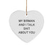 Funny Birman Cat Gifts from Men to Women for Christmas Unique Heart Ornament, 'My Birman And I Talk Shit About You' - Image 1