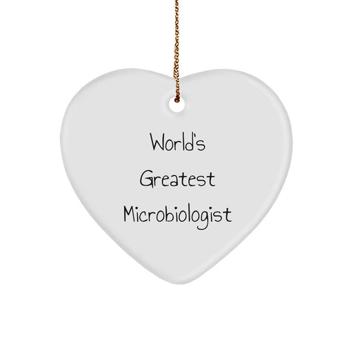 Funny Microbiologist Gifts from Friends, Unique Heart Ornament for World's Greatest Microbiologist, Christmas Decoration - Image 1