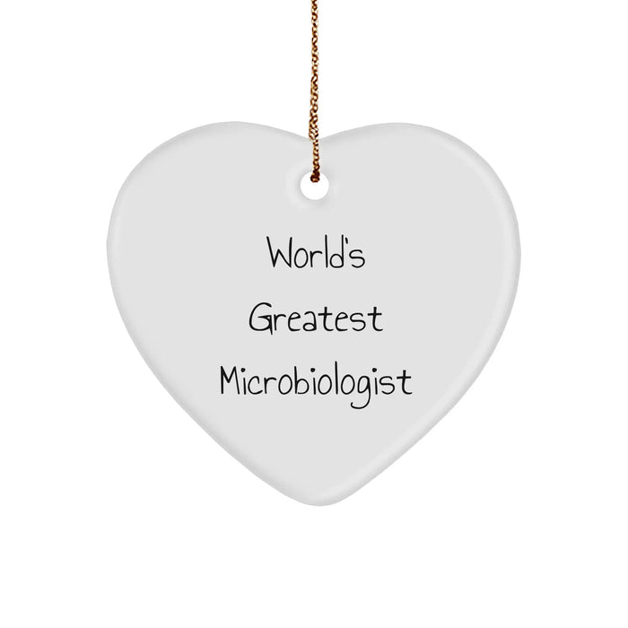 Funny Microbiologist Gifts from Friends, Unique Heart Ornament for World's Greatest Microbiologist, Christmas Decoration - Image 1