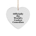 Comedian Gifts from Men - Officially The World's Coolest Comedian Heart Ornament, Funny Christmas Decoration for Comedian, Friends, Family - Image 1