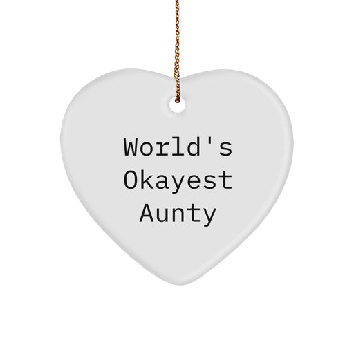 Funny Aunty Gifts from Friends for World's Okayest Aunty Christmas Heart Ornament, Unique Aunty Presents, Heart Shaped Ornament for Aunt's Home, Gifts for Aunty, Aunty Gifts - Image 1