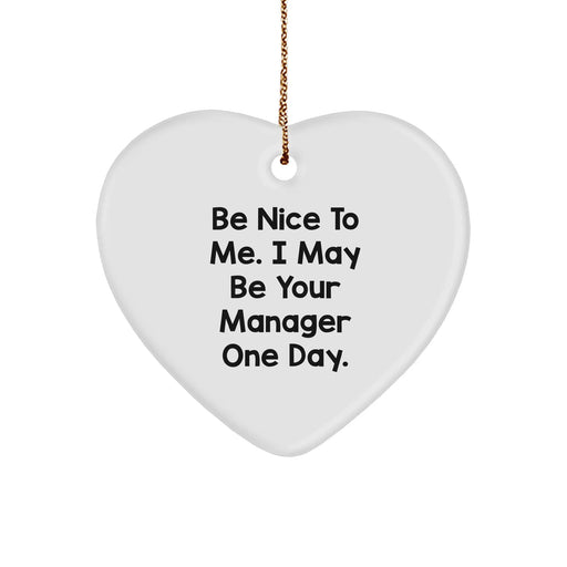 Funny Manager Quotes Heart Ornament Gifts from Friends for Manager, Perfect Christmas Unique Gifts for Coworkers, Inspirational Heart-Shaped Sturdy MDF Ornament with Gold Tone String - Image 1