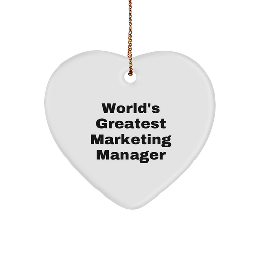 World's Greatest Marketing Manager Heart Ornament, Funny Quote Gifts for Men, Women, Friends, Coworkers, Family, Unique Christmas Memorable Presents - Image 1