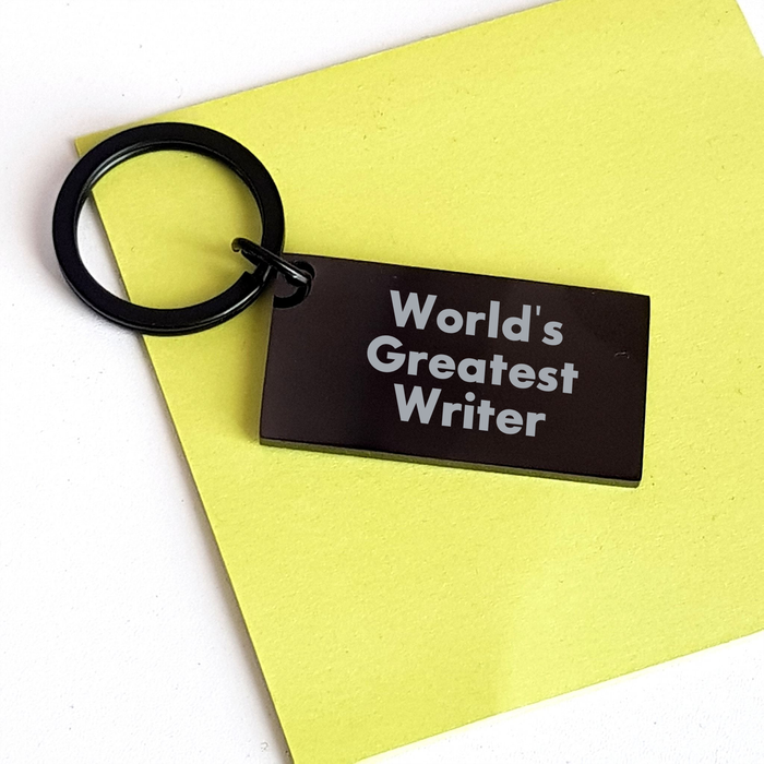 Writer's Gift, Funny Quote Keychain, 'World's Greatest Writer' Engraved, Stainless Steel, Black, For Writer Gifts, Father's Day Unique Gifts from Men to Writers, Inspirational Quote Keychain - Image 3