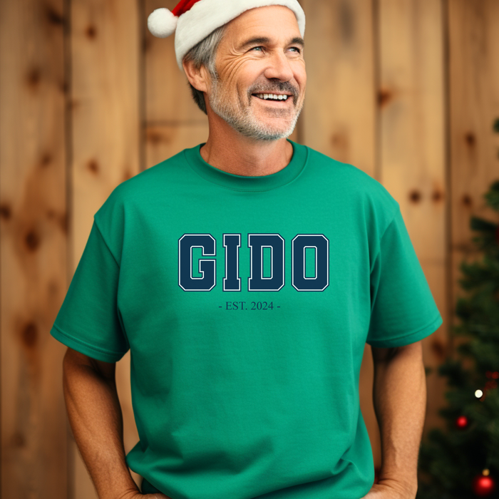 Gido Established 2024 Tee Shirt - Personalized Grandfather Gift - Celebratory Grandpa T-Shirt - Custom Gido New Grandfather Present - Cotton