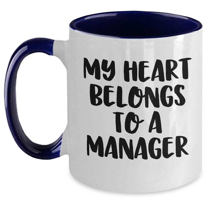 Funny Manager Gifts, My Heart Belongs To A Manager Two Tone Coffee Mugs, Graduation Unique Gifts from Coworkers, Gifts for Manager - Main