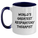 Funny World's Greatest Respiratory Therapist Gifts for Men, Women, Coworkers, Family - Two Tone Coffee Mug for Graduation - Main
