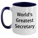Funny World's Greatest Secretary Gifts from Family to Secretary Two Tone Coffee Mugs for Father's Day - Secretary Humor - Main