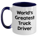 Funny Truck Driver Gifts, World's Greatest Truck Driver Two Tone Coffee Mug, Perfect for Father's Day, Gifts from Family, Gifts for Truck Driver Men - Main