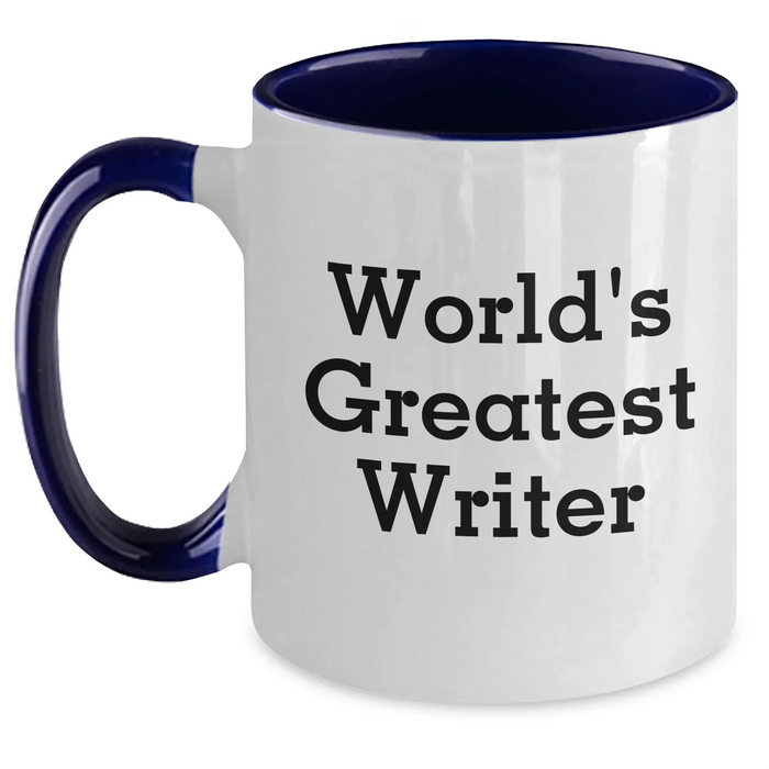 Funny Writer Gifts from Dad - 'World's Greatest Writer' Two Tone Coffee Mug for Him, Unique Father's Day Unique Gift for Men - Main