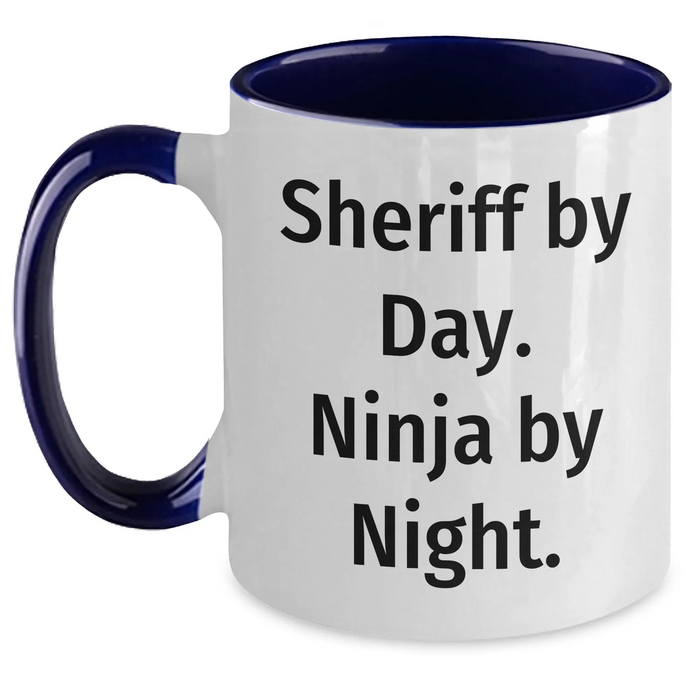 Funny Sheriff Gifts: Sheriff By Day. Ninja By Night. Two Tone Coffee Mug for Men - Father's Day Unique Gifts from Family to Sheriff - Main