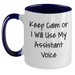 Funny Assistant Gifts: Keep Calm Or I Will Use My Assistant Voice Two Tone Coffee Mug for Men, Women, and Friends on Father's Day - Main