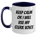Clerks' Funny Gifts - Keep Calm Or I Will Use My Clerk Voice, Two Tone Coffee Mug, Mother's Day Unique Gifts from Friends for Clerks - Main