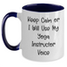 Funny Yoga Instructor Gifts from Friends for Dad's Special Day - 'Keep Calm Or I Will Use My Yoga Instructor Voice' Two Tone Coffee Mug - Main