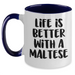Funny Maltese Dog Gifts for Dad - Life Is Better With A Maltese, Two Tone Coffee Mug, Father's Day Unique Gifts from Family - Main