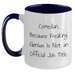 Comedian Gifts, Funny Two Tone Coffee Mug, 'Comedian. Because Freaking' genius Is Not An Official Job Title.' - Gifts from Friends for Comedian Men - Main