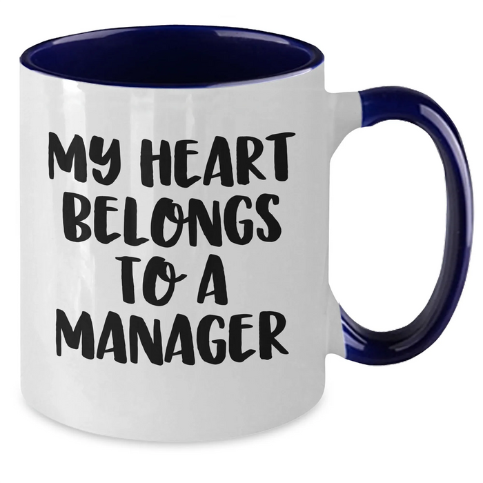 Funny Manager Gifts, My Heart Belongs To A Manager Two Tone Coffee Mugs, Graduation Unique Gifts from Coworkers, Gifts for Manager - Additional