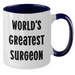 Funny Surgeon Gifts - World's Greatest Surgeon Two Tone Coffee Mug for Mother's Day - Gifts from Men to Women, Friends, and Family - Additional