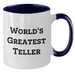 Witty Teller Quote Two Tone Coffee Mugs, Funny Gifts from Men to Women, Unique Mother's Day Unique Gifts for Her, by World's Greatest Teller - Additional