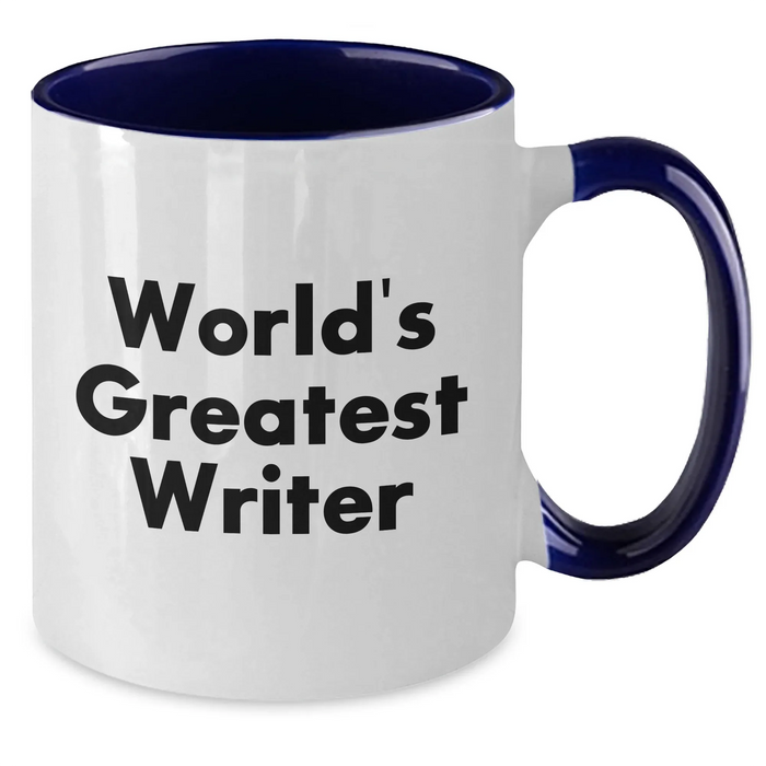 Funny Writer Gifts from Family, Inspirational Two Tone Coffee Mug, 'World's Greatest Writer' Quote, Father's Day Unique Gifts for Men - Additional