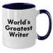 Funny Writer Gifts from Family, Inspirational Two Tone Coffee Mug, 'World's Greatest Writer' Quote, Father's Day Unique Gifts for Men - Additional