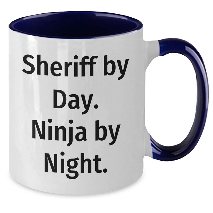 Funny Sheriff Gifts: Sheriff By Day. Ninja By Night. Two Tone Coffee Mug for Men - Father's Day Unique Gifts from Family to Sheriff - Additional