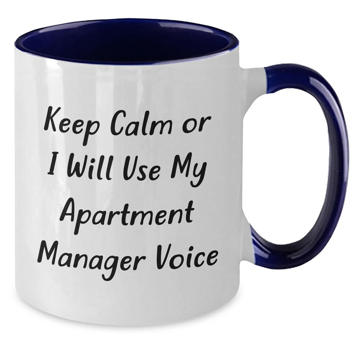 Funny Apartment Manager Mug, Keep Calm Gifts from Friends for Apartment Managers, Unique Father's Day Unique Gifts for Him, Two Tone Coffee Mug - Additional
