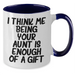 Funny Aunt Gifts - I Think Me Being Your Aunt Is Enough Of A Gift, Two Tone Coffee Mug for Aunt, Gifts from Men, Gifts for Aunt on Mother's Day - Additional