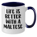 Funny Maltese Dog Gifts for Dad - Life Is Better With A Maltese, Two Tone Coffee Mug, Father's Day Unique Gifts from Family - Additional