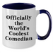 Funny Comedian Gifts - 'Officially The World's Coolest Comedian' Two Tone Coffee Mug, Perfect for Father's Day, Gifts from Men to Comedian Friends - Additional