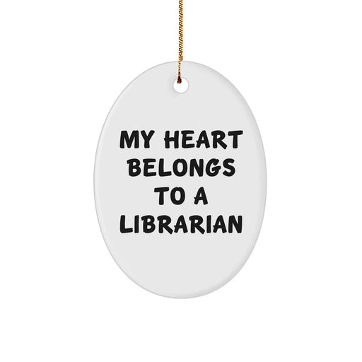 Funny Librarian Quote Oval Ornament Gifts for Her from Family, Unique Christmas Memorable Presents for Librarian Friends Coworkers - Image 1