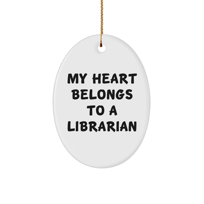 Funny Librarian Quote Oval Ornament Gifts for Her from Family, Unique Christmas Memorable Presents for Librarian Friends Coworkers - Image 1