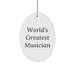 Funny World's Greatest Musician Gifts from Family for Musician Friends - Oval Ornament for Christmas Unique Gifts - Image 1