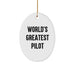 World's Greatest Pilot Gifts from Friends for Men, Unique Oval Ornament for Christmas - Image 1