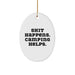 Camping Humor Gifts from Friends - Shit Happens, Camping Helps Oval Ornament, Funny Camping Christmas Unique Gift for Men - Image 1