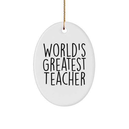 World's Greatest Teacher Oval Ornament, Gifts from Family, for Teacher, Cute Christmas Decorations - Image 1