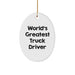 Funny World's Greatest Truck Driver Oval Ornament, Gifts from Family to Christmas Unique Gifts for Truck Drivers, Oval Shaped, White, 3.25" Tall - Image 1