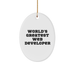Web Developer Oval Ornament, 'World's Greatest' Quote, White, Christmas Unique Gift for Men, Friends, or Coworkers - Gifts from Family - Image 1