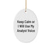Funny Analyst Gifts from Friends for Christmas - 'Keep Calm Or I Will Use My Analyst Voice' Oval Ornament - Image 1