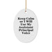 Funny Assistant Principal Gifts for Men from Friends - Keep Calm Oval Ornament, White, 3.25" Tall, Christmas Unique Gifts - Image 1