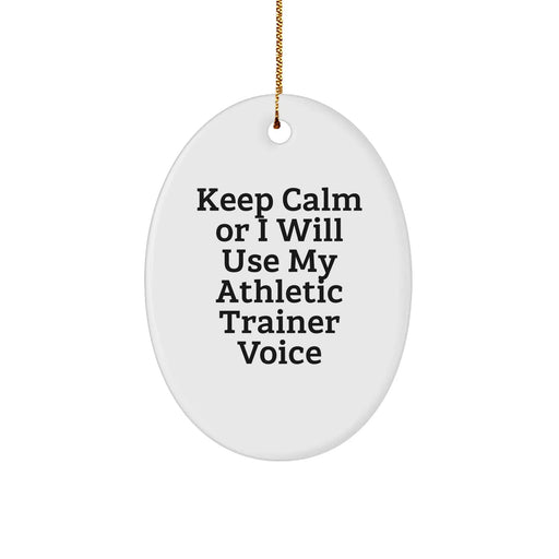 Funny Athletic Trainer Gifts from Men to Friends - Keep Calm Oval Ornament for Christmas - Image 1