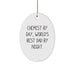 Chemist Gifts from Day to Night Oval Ornament for Christmas, Funny Quote 'Chemist By Day, World's Best Dad By Night.' - Image 1