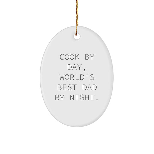 Cook By Day Gifts for Cook Friends Family Oval Ornament White Sturdy MDF Christmas - Image 1