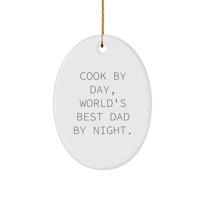 Cook By Day Gifts for Cook Friends Family Oval Ornament White Sturdy MDF Christmas - Image 1