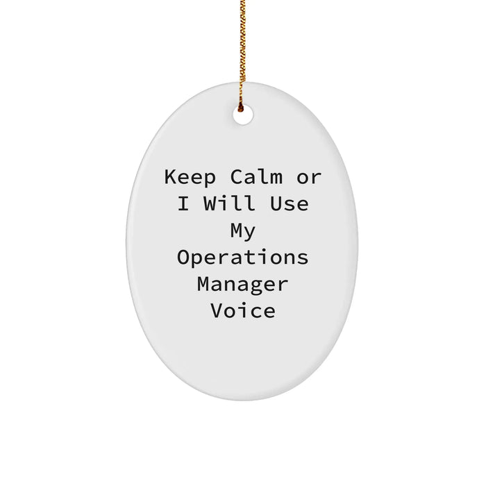 Funny Operations Manager Gifts - 'Keep Calm' Oval Ornament for Christmas, Gifts from Men, Women, or Coworkers - Image 1