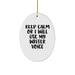 Funny Writer Gifts from Friends for Christmas - Keep Calm Or I Will Use My Writer Voice Oval Ornament - Image 1