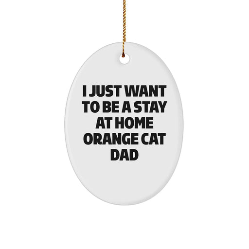 Funny Orange Cat Dad Gifts from Friends - I Just Want To Be A Stay At Home Orange Cat Dad Oval Ornament for Christmas - Image 1