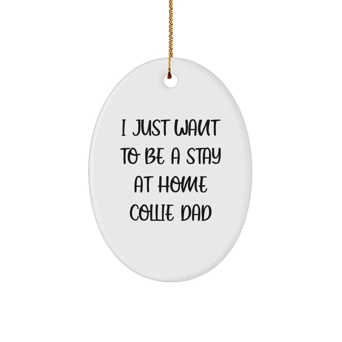 Funny Collie Dog Dad Oval Ornament Gifts from Family to Men for Christmas - Image 1