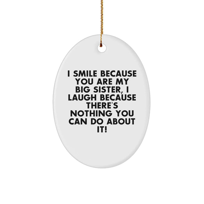 Big Sister Funny Oval Ornament, Gifts from Family to Big Sister, Christmas Unique Gifts - Image 1